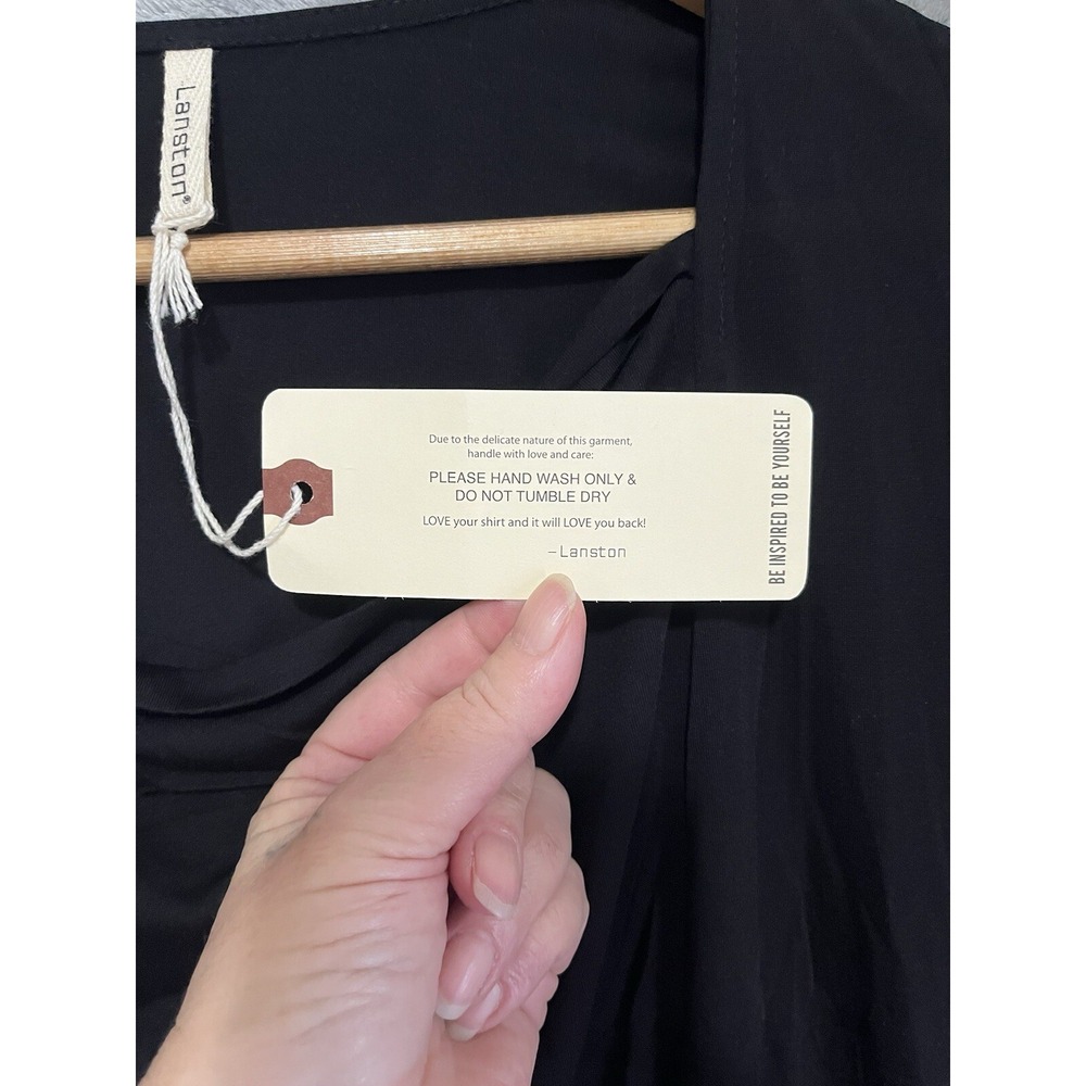 Revolve Lanston Long Sleeve Top Small Black Lightweight Sheer NWT's - Picture 6 of 9
